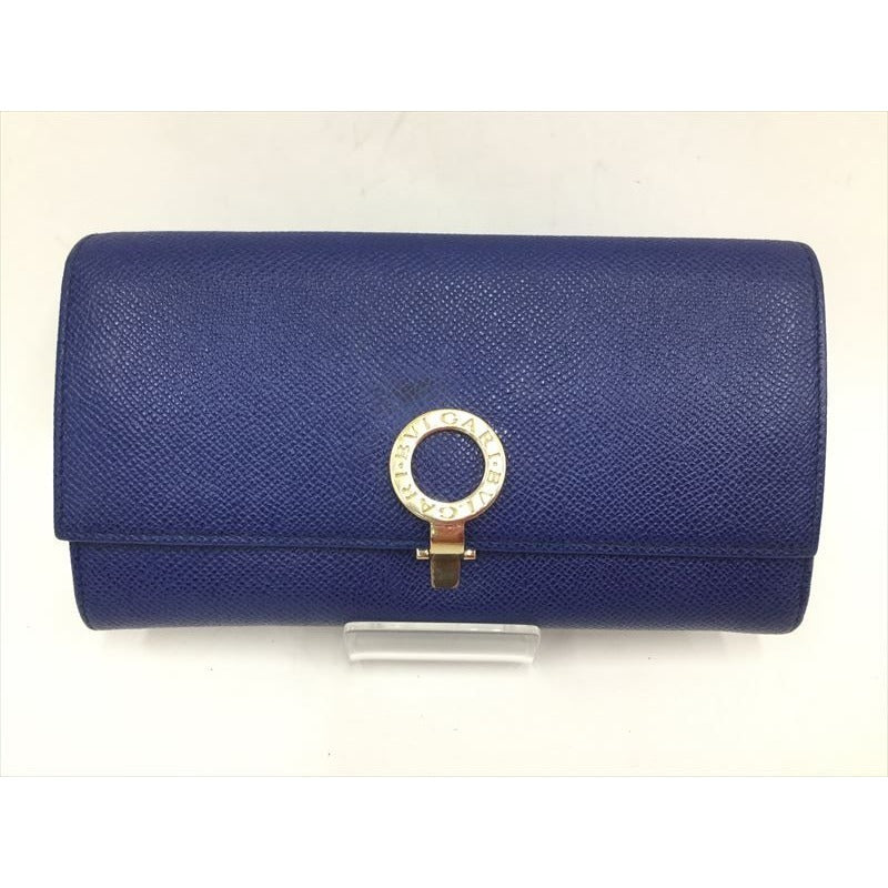 Bvlgari Bifold Long Wallet Leather Blue Dahlia 36317