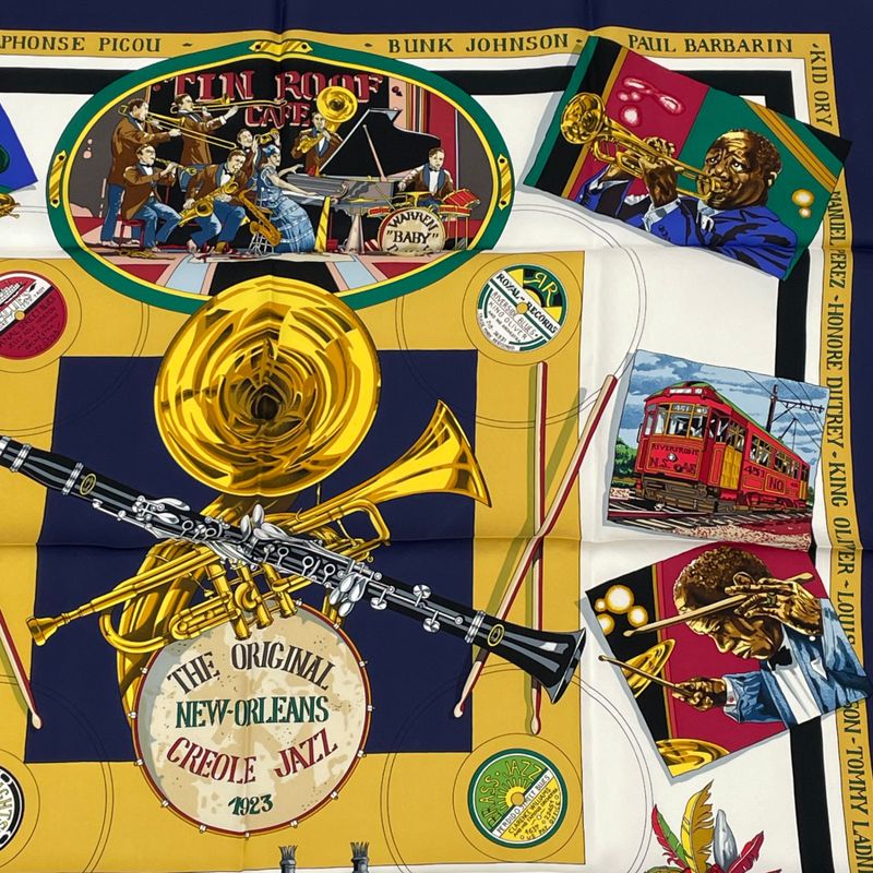 Hermes Scarf Carre 90 Silk THE Original NEW Orleans Creole JAZZ New Orleans