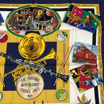 Hermes Scarf Carre 90 Silk THE Original NEW Orleans Creole JAZZ New Orleans