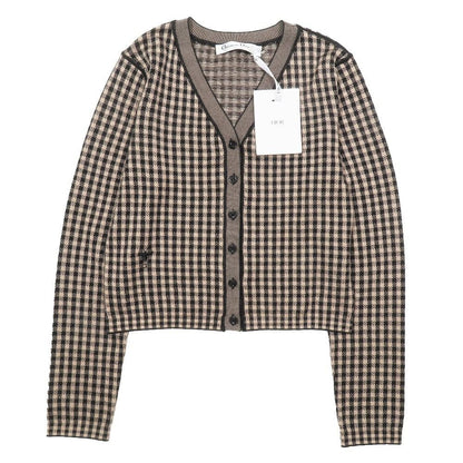 Dior Ensemble Cardigan Sleeveless Knit Plaid Vest Bee Embroidery Logo Cashmere