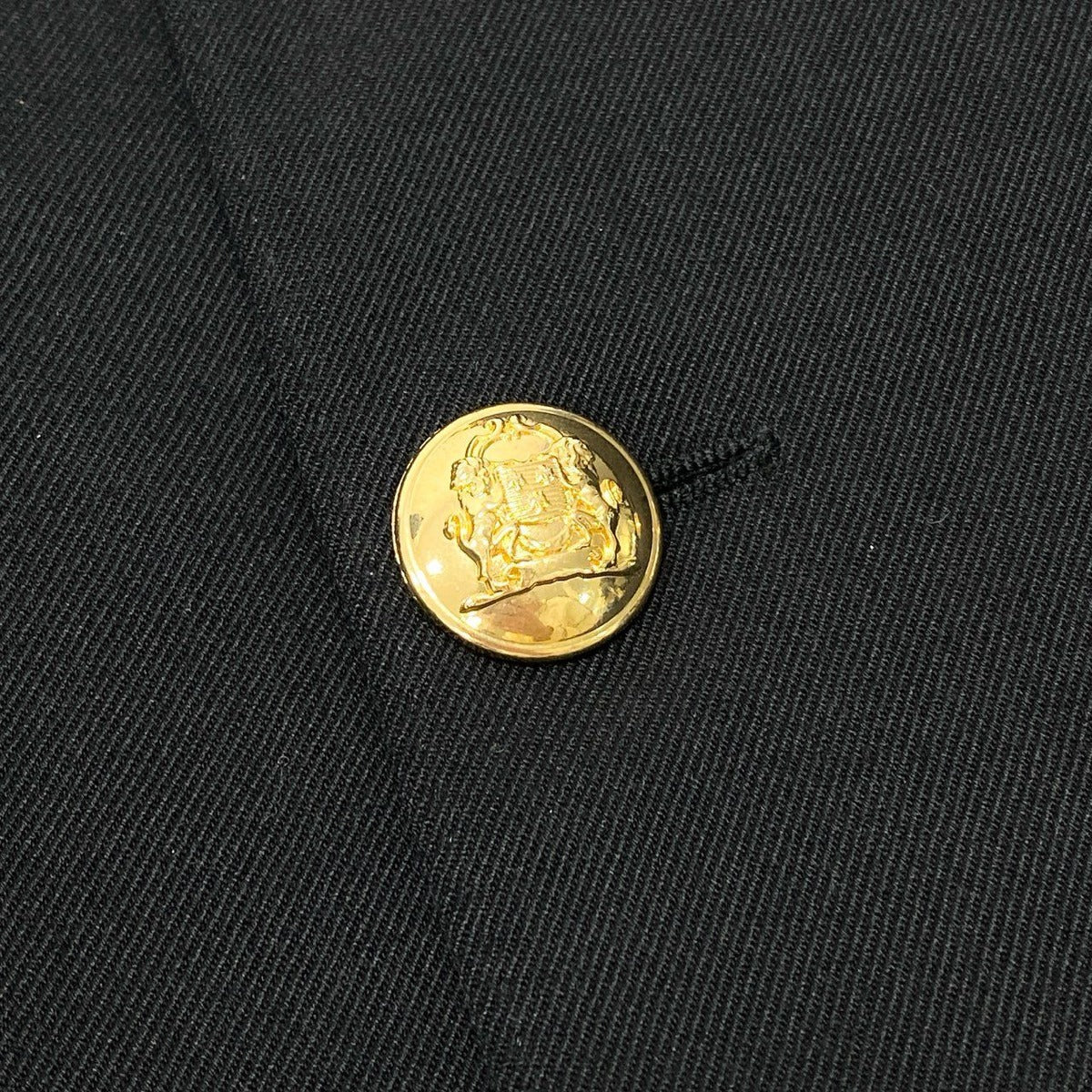 Celine Short Jacket in Diagonal Wool Double Tailored Gold Button 34 Black — view 11