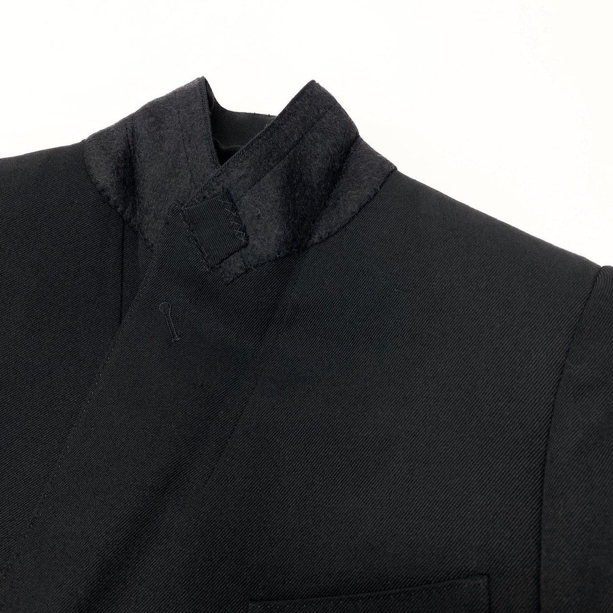 Celine Short Jacket in Diagonal Wool Double Tailored Gold Button 34 Black — view 12