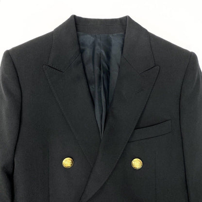 Celine Short Jacket in Diagonal Wool Double Tailored Gold Button 34 Black — view 5