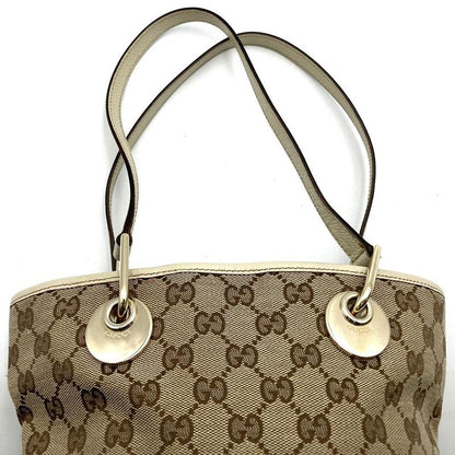 Gucci 120840 Tote Shoulder Bag GG Canvas Beige Women Men Fashion