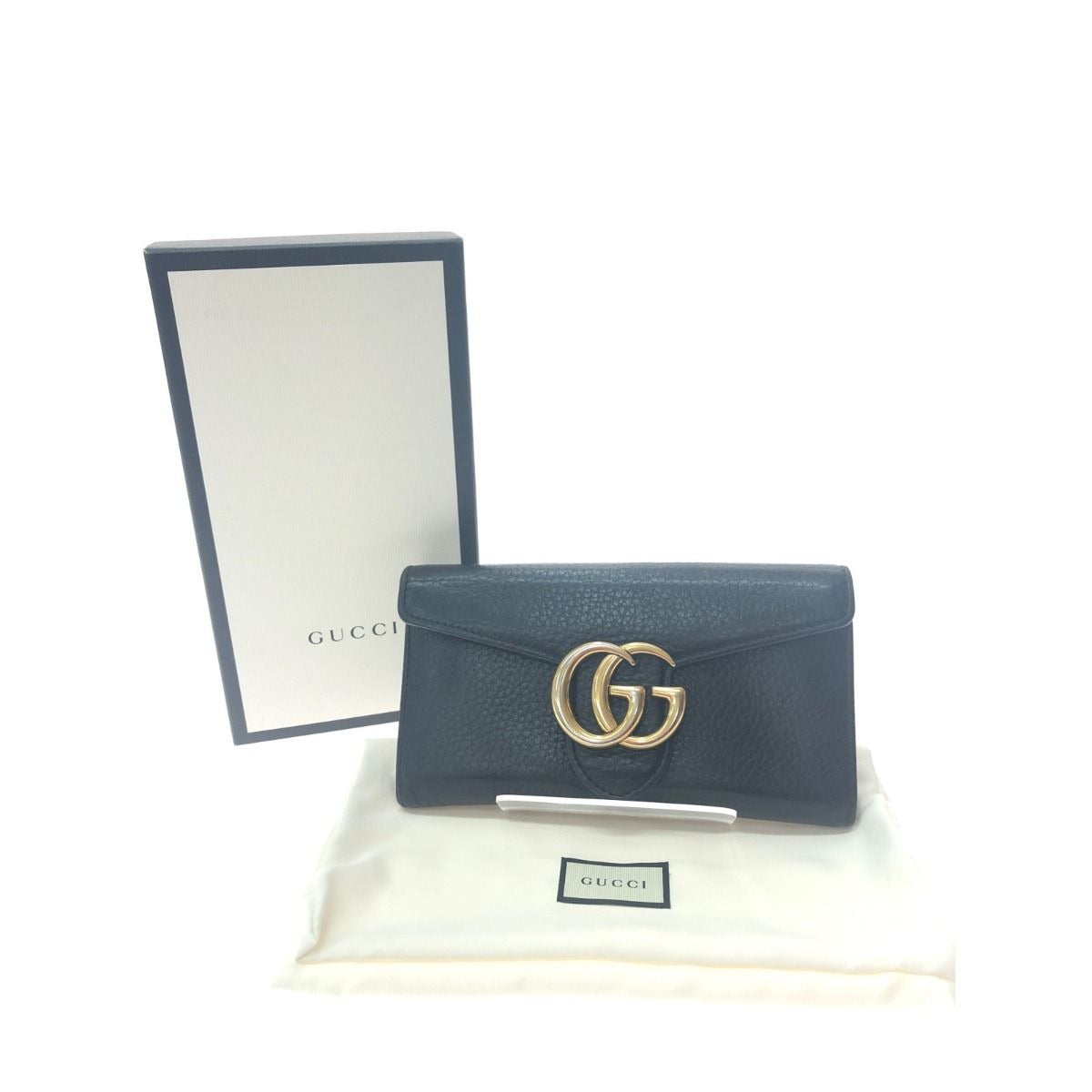 Gucci Long Wallet GG Marmont Flap Black