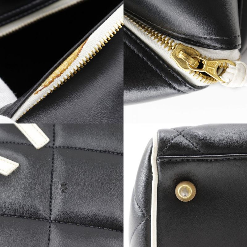 Chanel Matelasse Logo Vintage A05943 Calf Black Ladies Boston Bag