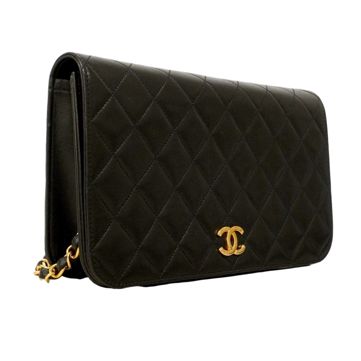 Chanel Shoulder Bag Quilted Lambskin Black Gold — view 2