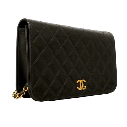 Chanel Shoulder Bag Quilted Lambskin Black Gold — view 2