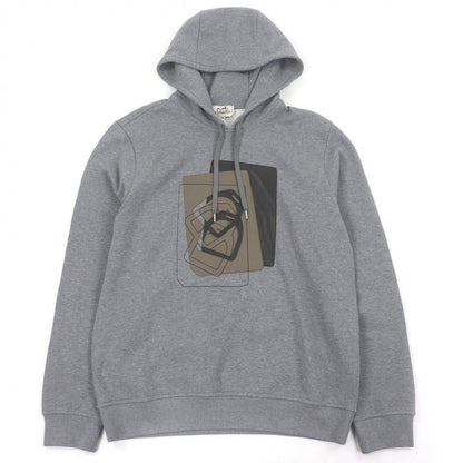 Hermes Armor de Carre Lambskin Details Pullover Hoodie Gray