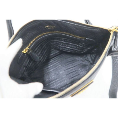 Prada 2-Way Shoulder Bag Leather Black Gold — view 5