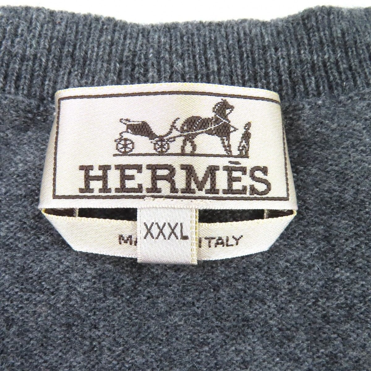 Hermes Chess and Shadow Cashmere Horse Crew Neck Long Sleeve Knit Sweater Gray — view 4
