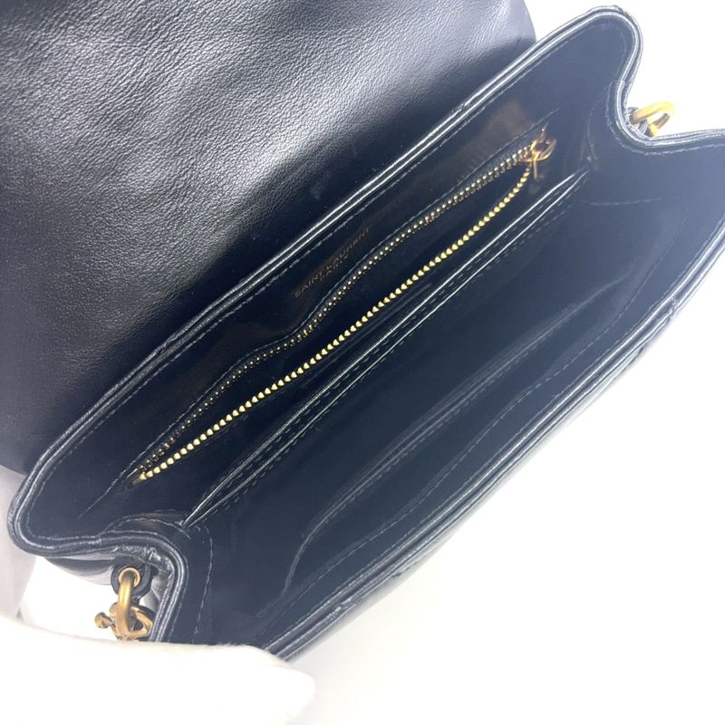 Saint Laurent Paris Lou Leather Black Shoulder Bag Gold