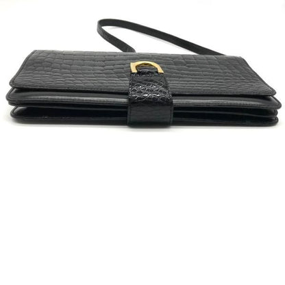 Gucci Croco Vintage Shoulder Bag Combination Black