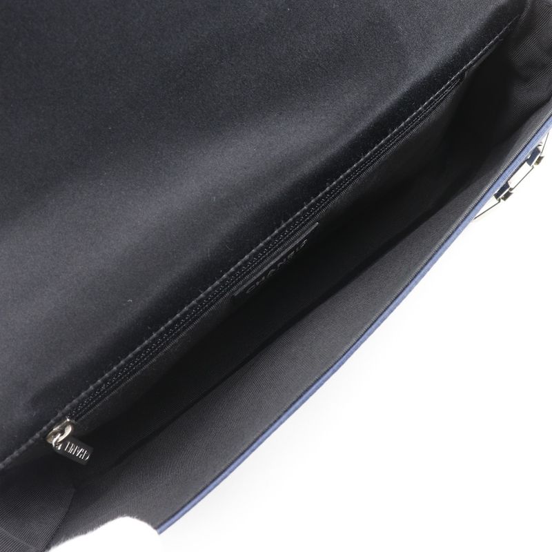 Chanel Chocobar Chain Shoulder A17829 Satin Blue Ladies Shoulder Bag