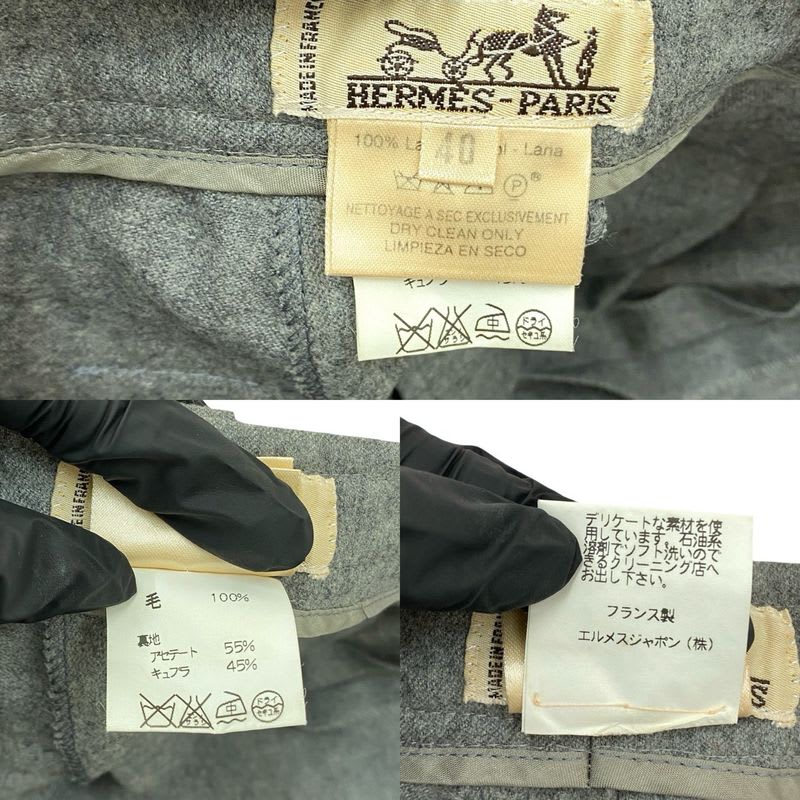 Hermes Wool Pants Size 40 Bottoms Women's Gray 28161