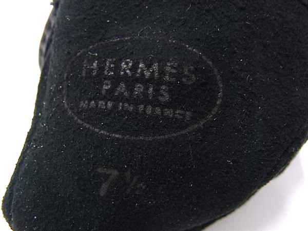Hermes Lambskin Gloves Winter Gear Size 7 1/2 Women's Black Fr2055