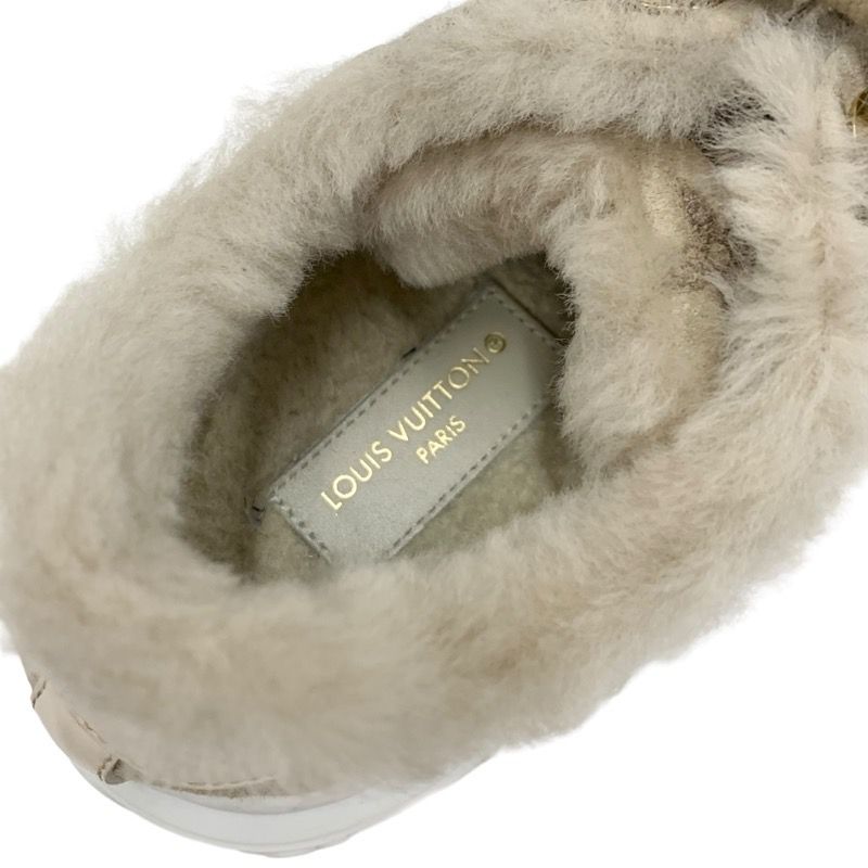 Louis Vuitton Time Out Line Monogram Sneakers Shoes Suede Leather Mouton Beige