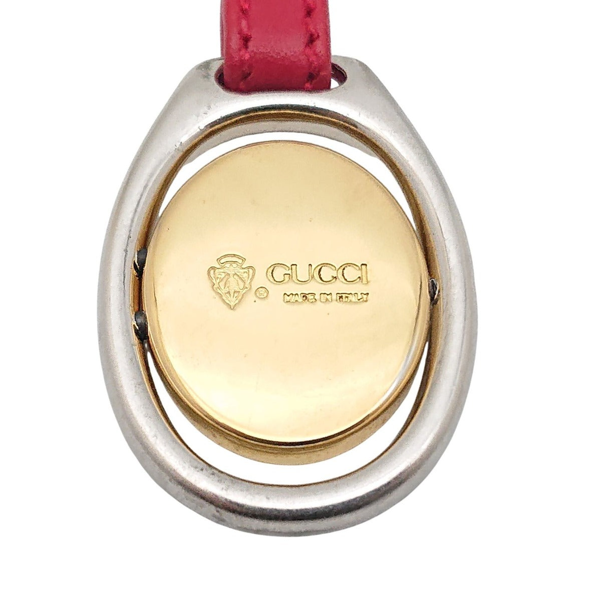 Gucci Vintage Key Holder Charm Leather Red Gold Silver — view 7