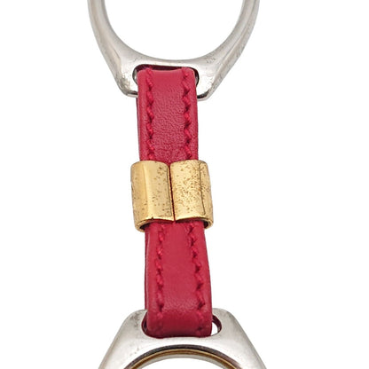 Gucci Vintage Key Holder Charm Leather Red Gold Silver — view 8