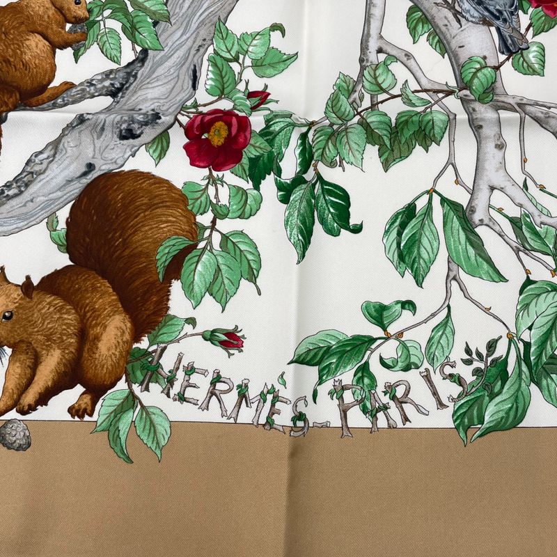 Hermes Carre 90 AU Coeur DES BOIS In The Woods Scarf Silk Blawan