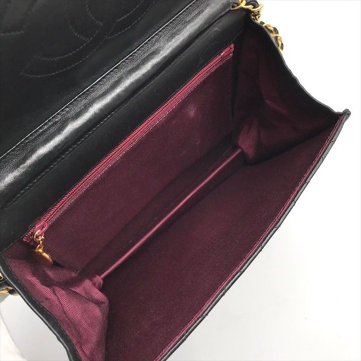 Chanel Quilted Lambskin CC Logo Push Lock Chain Shoulder Bag Black