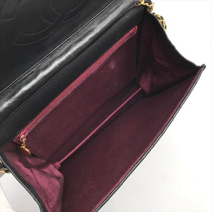 Chanel Quilted Lambskin CC Logo Push Lock Chain Shoulder Bag Black