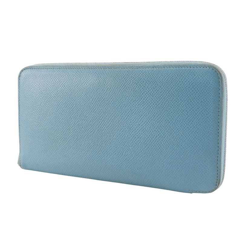 Hermes Azap Silk Inn Long Vaux Epson Blue Dunol Light Blue U Women's Long Wallet
