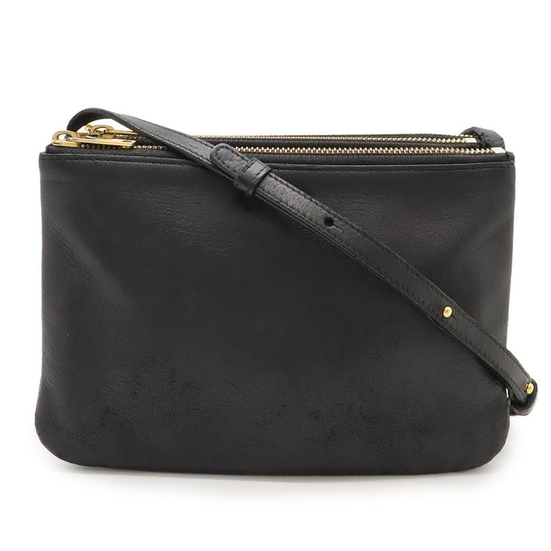 Celine Trio Small Shoulder Pouch Pochette Crossbody Leather Black