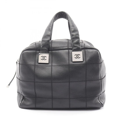 Chanel Choco Bar Black Leather Calf Boston Bag