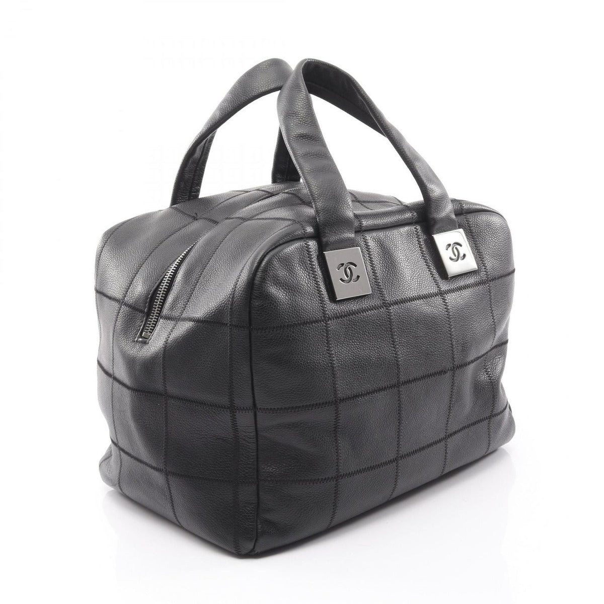 Chanel Choco Bar Black Leather Calf Boston Bag — view 2