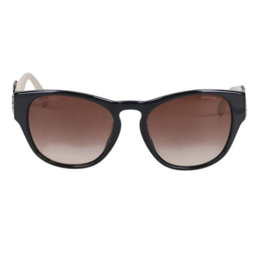 Chanel CC Logo Line Stone Leather Temple Sunglasses Eyewear