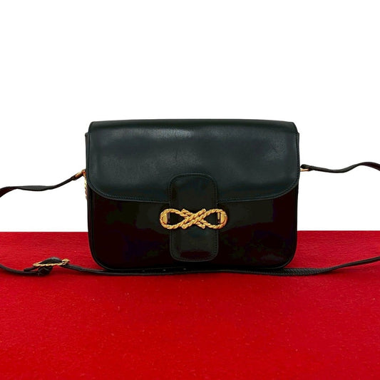 Celine Vintage Ribbon Motif Calf Leather Shoulder Bag Pochette