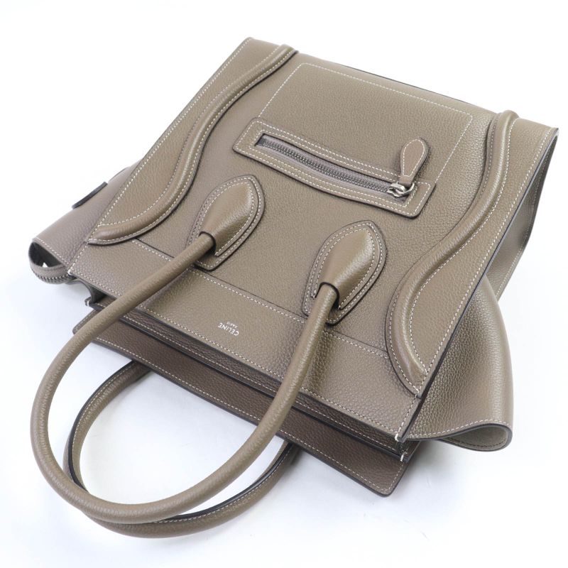 Celine 18979 Luggage Micro Shopper Drummed Calfskin Handbag With Sri Glaze