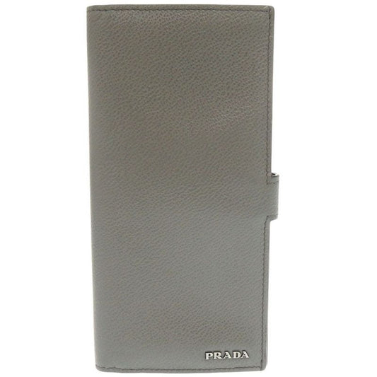 Prada Leather Gray Bifold Long Wallet 1332