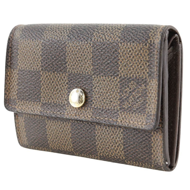 Louis Vuitton Porte Monepla N61930 Damier Canvas Brown Mi4007 Unisex Coin Case