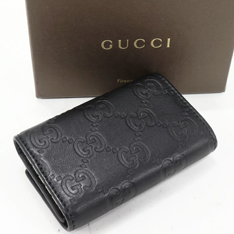 Gucci 6-strand Key Case Ggguccissima Calf Black Gold Hardware 138098