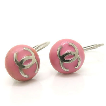 Chanel Earrings 03C Silver 925 Pink Coco Mark Mini Hook Ball SV Chanel