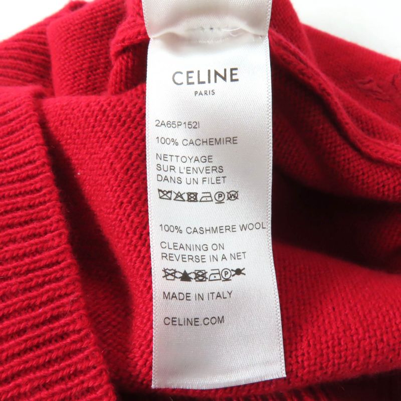 Celine 2a65p152i 100% Cashmere Sulky Embroidery Crew Neck Short Sleeve Knit