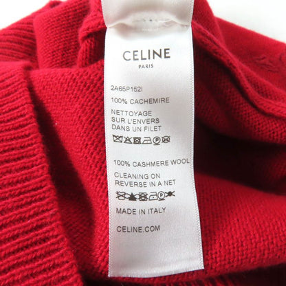 Celine 2a65p152i 100% Cashmere Sulky Embroidery Crew Neck Short Sleeve Knit