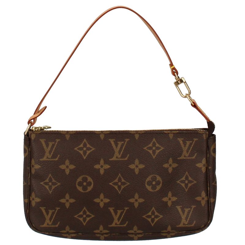 Louis Vuitton Pochette Accessoire M51980 Monogram Ladies Handbag Brown Excellent