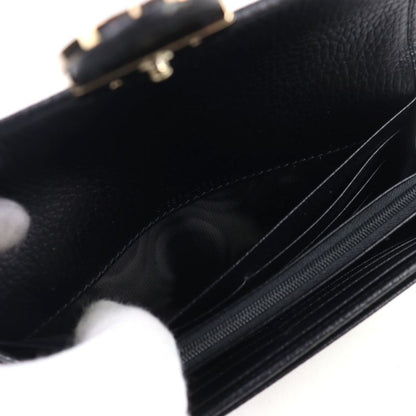 Gucci 615524 Leather Interlocking G Grained Accordion Closure Long Wallet With