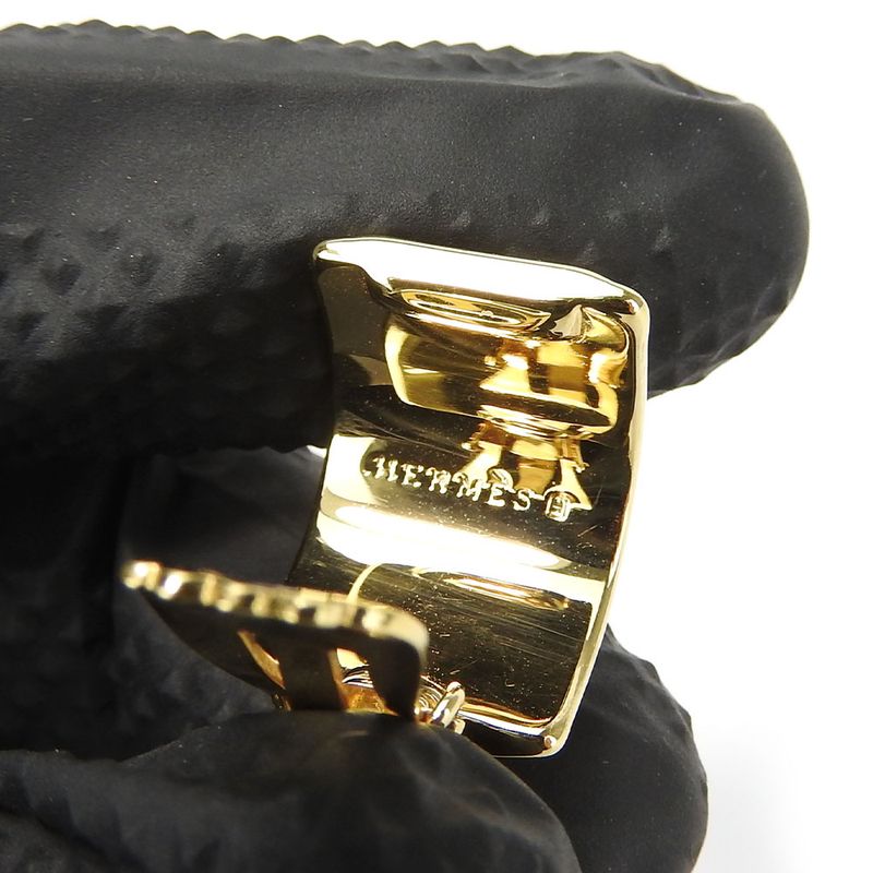 Hermes Earring Emile Metal Cloisonne Multicolor Gold Navy Blue Lion Accessory