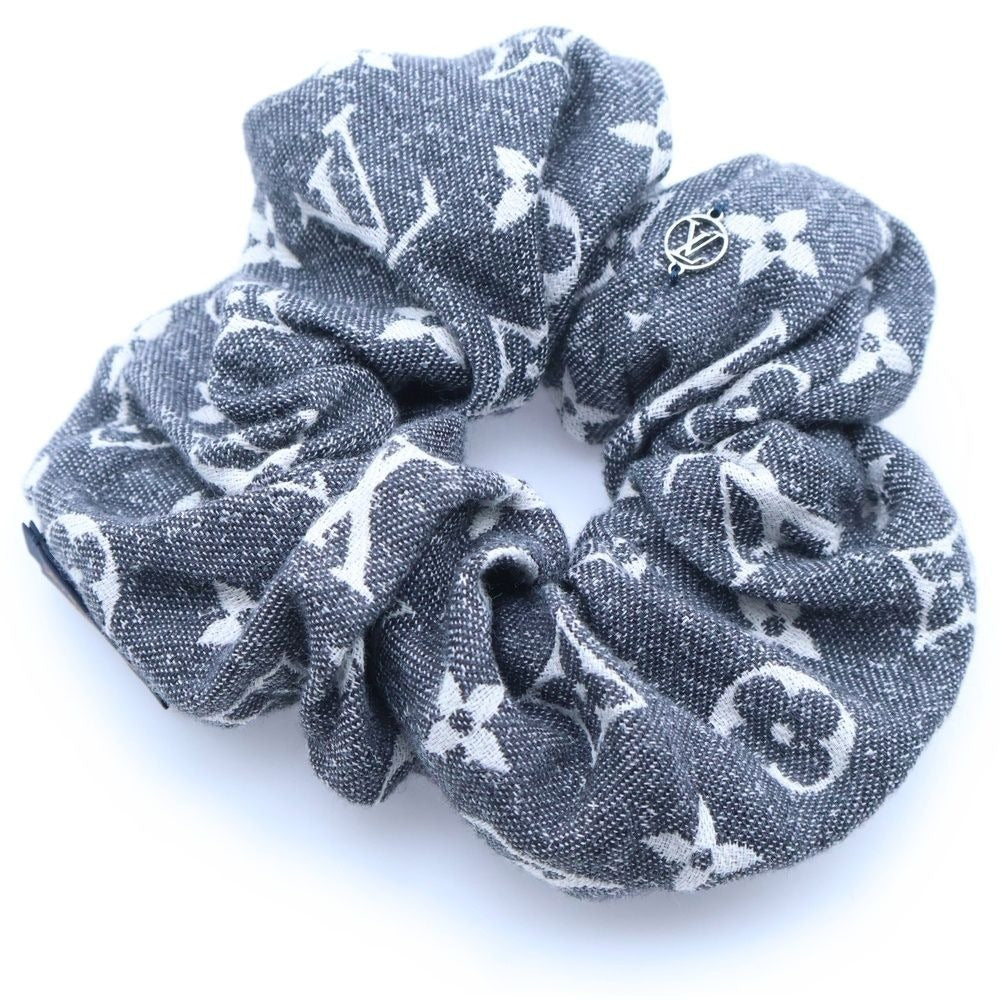 Louis Vuitton Monogram Jacquard Denim Scrunchie Hair Tie Gray