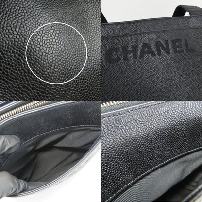 Chanel Tote Bag Caviar Skin Black Gold Hardware Shoulder Logo Embroidery 4th