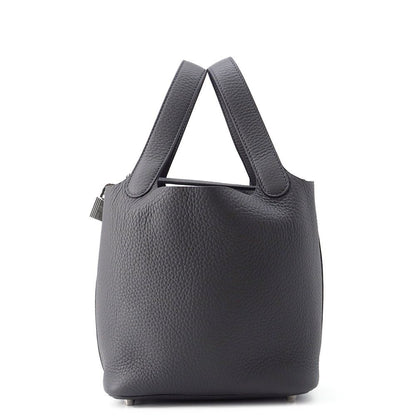 Hermes Handbag Picotin Lock PM Ardoise Silver Taurillon Clemence