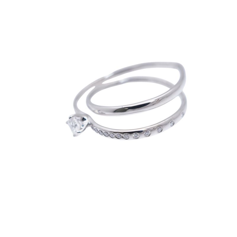 Hermes Vertige Coeur Diamond 030ct 18K White Gold #50 Ring 750wg White Togo