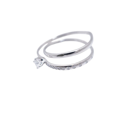 Hermes Vertige Coeur Diamond 030ct 18K White Gold #50 Ring 750wg White Togo