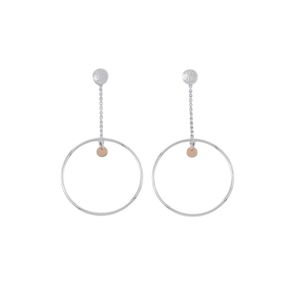 Hermes Earrings Exlibris Hoop Silver 18k Pink Gold
