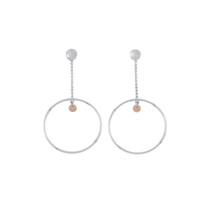 Hermes Earrings Exlibris Hoop Silver 18k Pink Gold