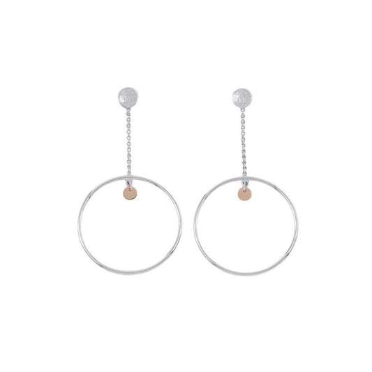 Hermes Earrings Exlibris Hoop Silver 18k Pink Gold